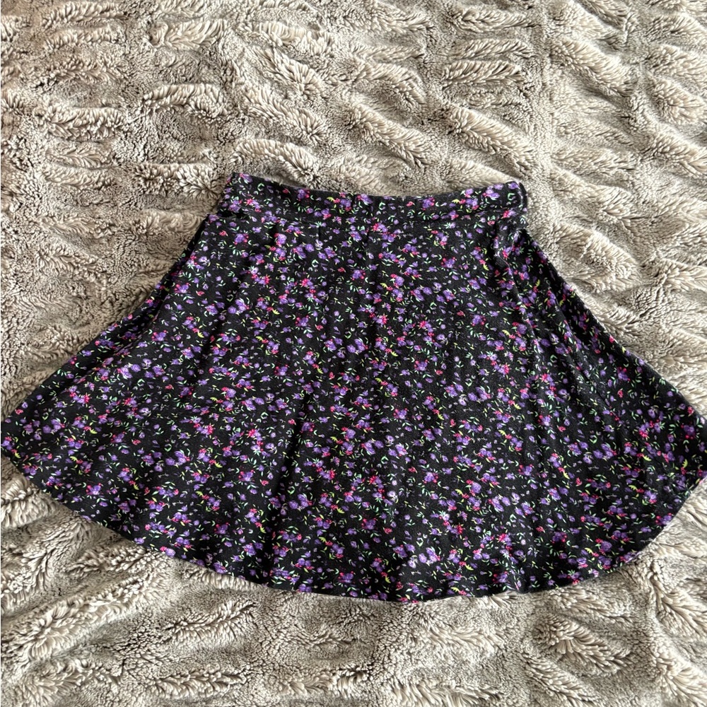 Floral Black and Purple Women's Skirt